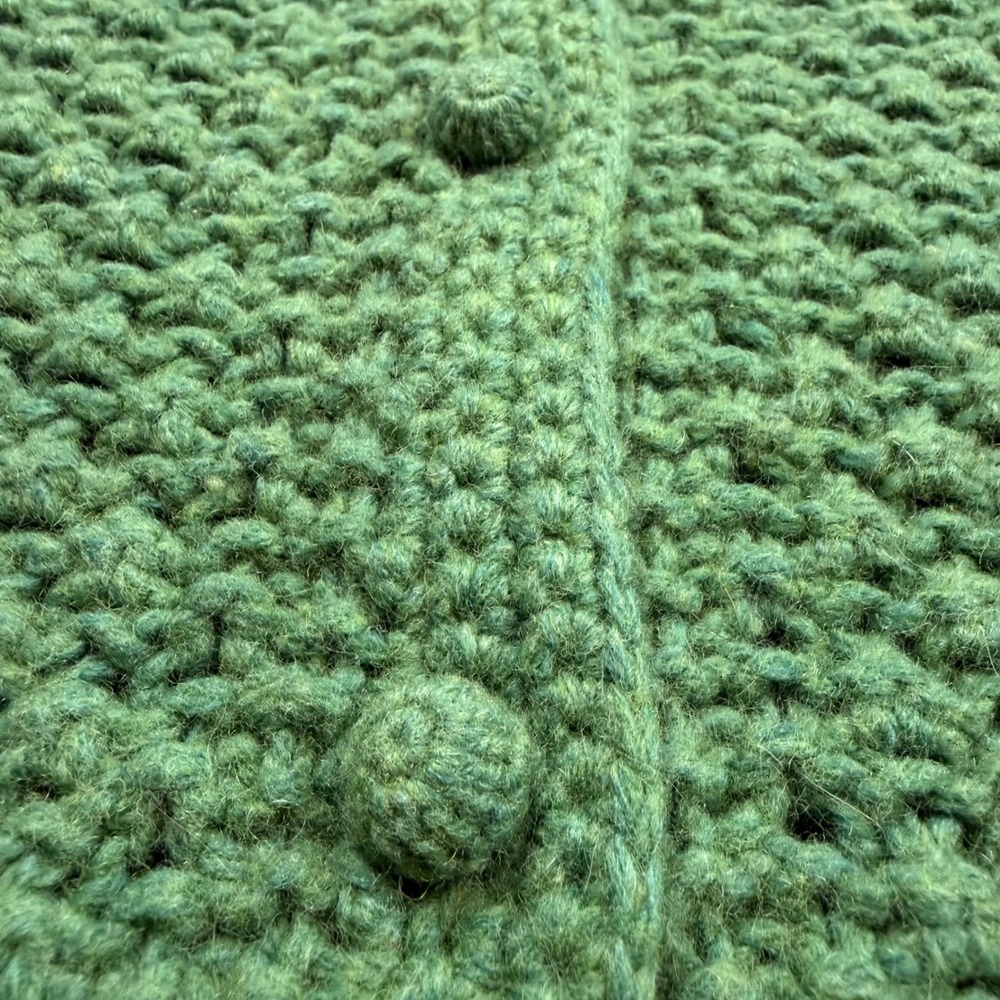 LL Bean Green Wool Angora Popcorn Knit Cardigan Sweater Womens Medium Regular - Picture 5 of 7